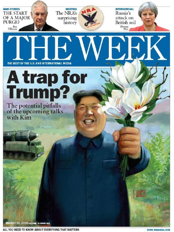 مجله ویک در تازه‌ترین شماره خود که در ۲۳ مارس (امروز) منتشر شده، با تیتر «دامی برای ترامپ؟» به موضوع تحولات اخیر آمریکا و کره‌شمال