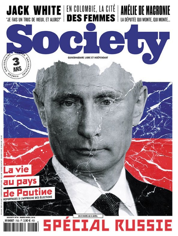 نشریه سوسیتی فرانسه نیز با اشاره به انتخابات روسیه با انتخاب عنوان «زندگی در سرزمین پوتین» تحولات ویژه روسیه را پوشش داده است