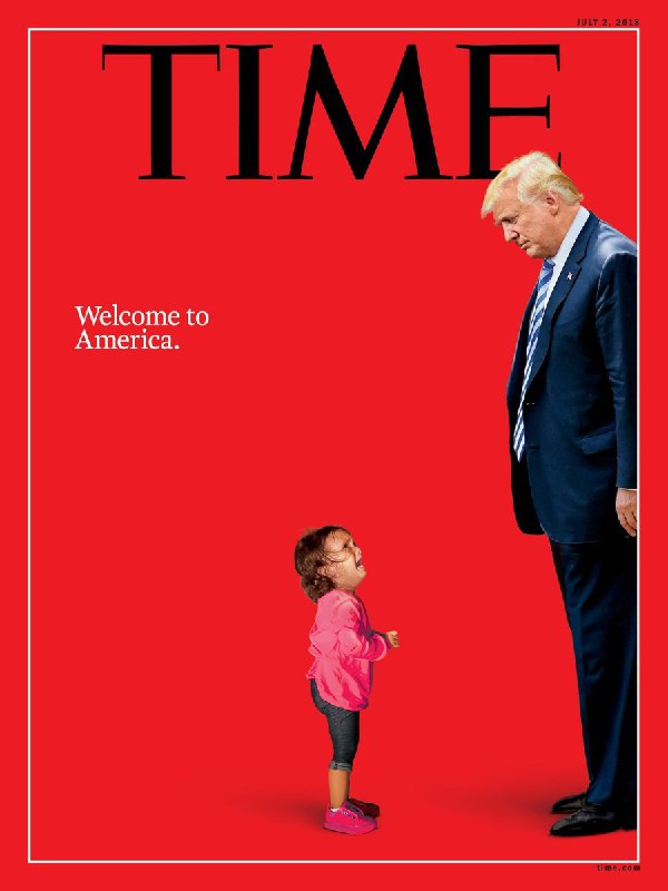 جلد نشریه تایم با عنوان «به آمریکا خوش آمدید»