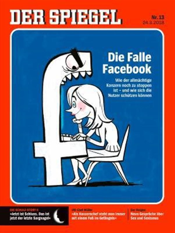 ⁠⁣🔹هفته نامه اشپیگل در شماره جدید خود به ماجراهای فیسبوک و لو رفتن اطلاعات شخصی کاربران که در انتخابات آمریکا مورداستفاده قرار گرف