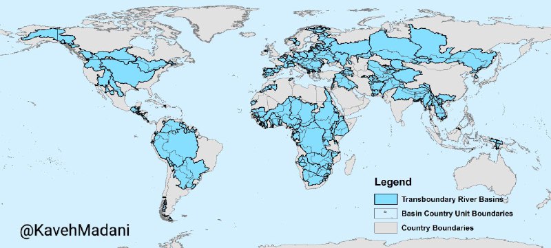 🌎‏ جهان دارای ٢۶٣ حوضه آبریز فرامرزی است که تقرییا نصف مساحت خشکی زمین را پوشش می‌دهند..١٤٥ کشور دارای حوضه‌های آبریز مشترک هستند 