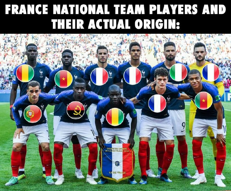 ملیت اصلی بازیکنان تیم ملی فرانسه