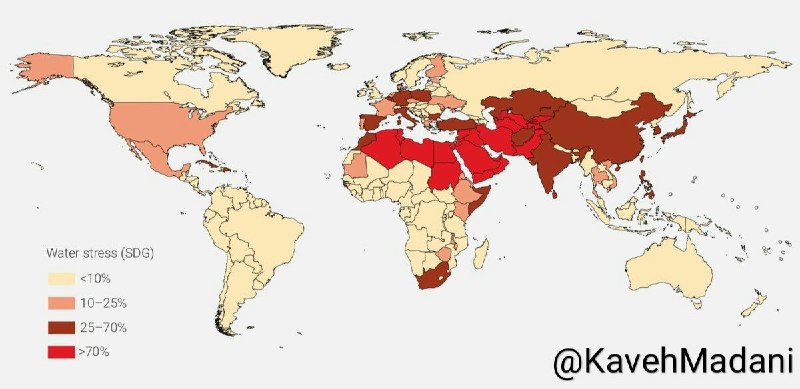💧 میزان تنش آبی کشورهای جهان. خاورمیانه: منطقه پر نفت اما خشک و ناآرام
