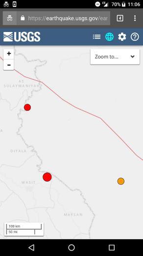 ده دقیقه به ۷ شب به وقت ایران، ۳۹ کیلومتر جنوب مهران، توی خاک عراق، ۵,۱ ریشتر زلزله اومد