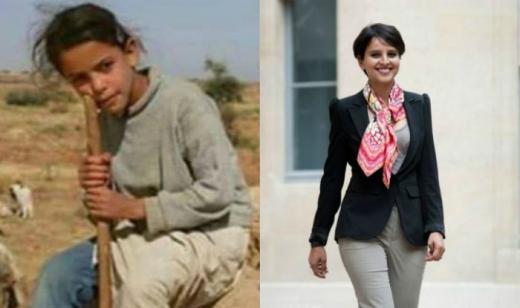 عکس سمت چپ دختر ۱۲ساله مراکشی درحال چوپانی.. عکس سمت راست همان دختر پس از ۲۰ سال وزیر آموزش فرانسه!