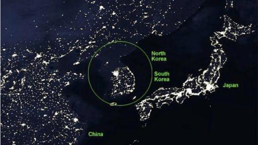 انتخاب بین تمدن یا بربریت.. شبکه جزیره کره در شب؛ جنوب پر از نور و شمال غرق ظلمات!