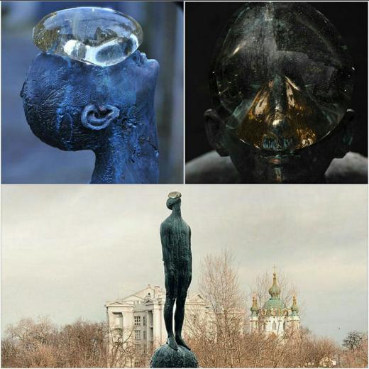 باران‌ ساخته شده از برنز و شیشه برای یادآوری گفتگوی انسان با طبیعت در شهر کیِف …