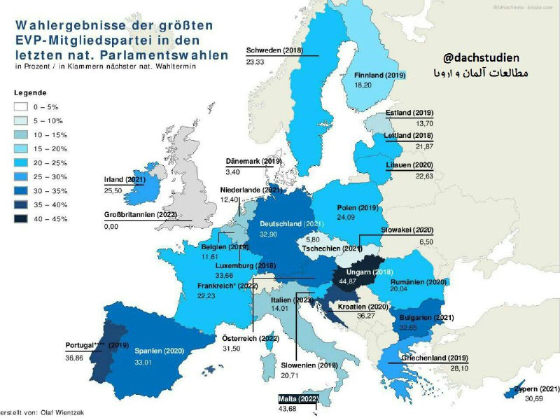  میزان قدرت احزاب و ‌کار در پارلمان‌های اروپایی بر حسب میزان آرایی که در انتخابات بدست آوردند …