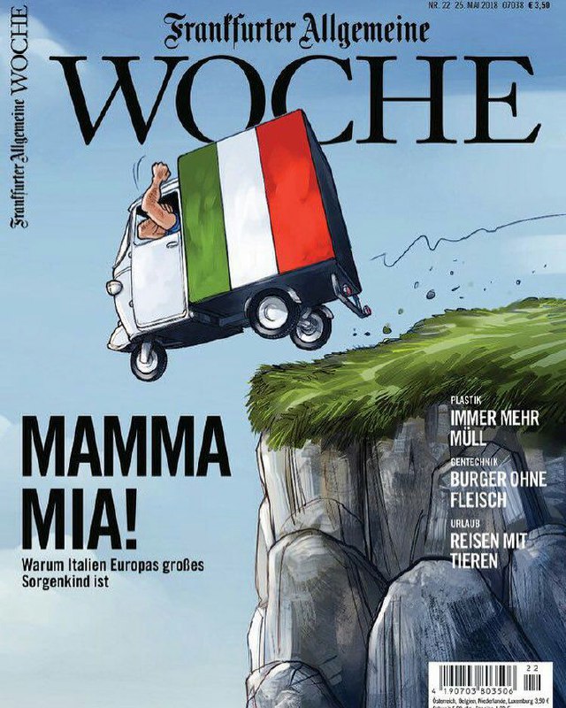 🔸 تصویر جلد شماره جدید هفته نامه فرانکفورتر آلگماینه.. چرا ایتالیا کودک دردسرساز بزرگ اروپاست؟