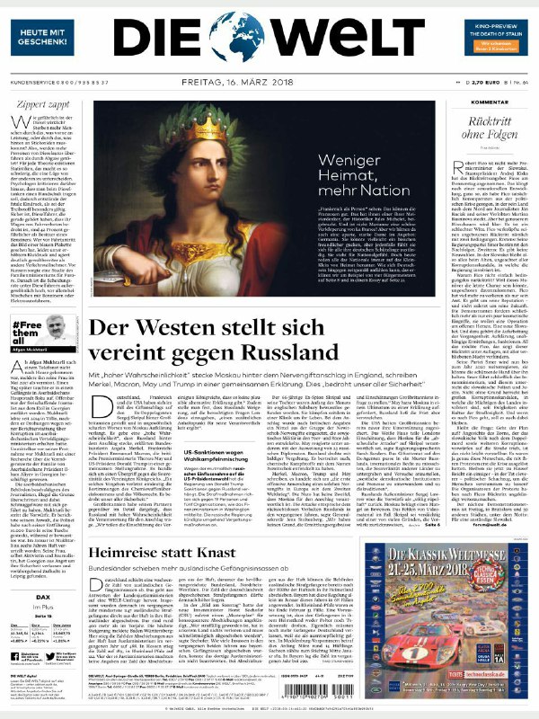 🗞 دی ولت.. غرب متحد علیه روسیه!