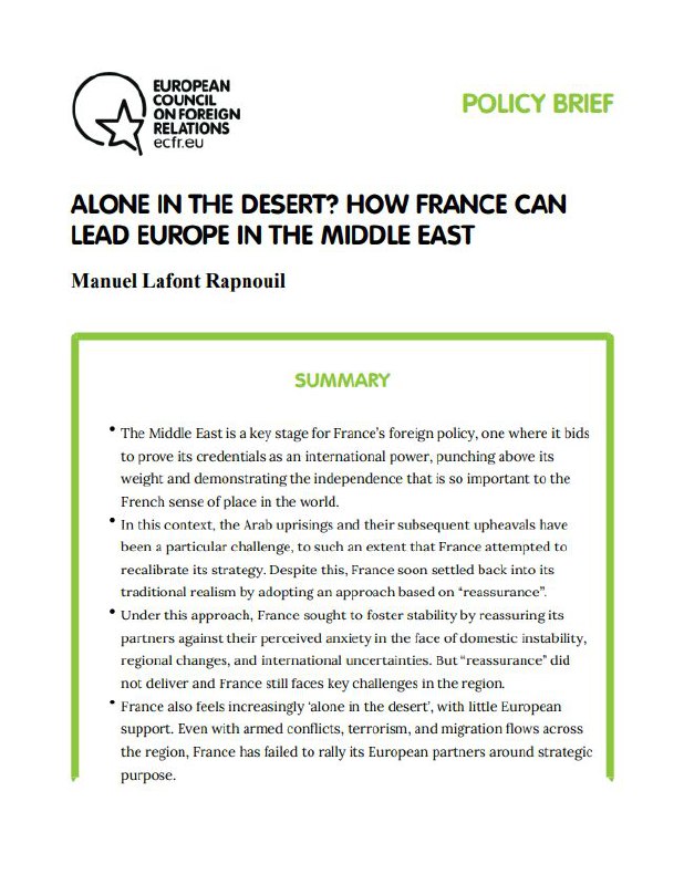  HOW FRANCE CAN LEAD EUROPE IN THE MIDDLE EAST