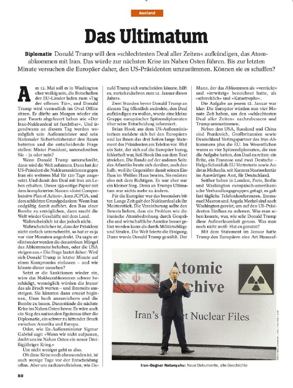 🗞 گزارش ویژه شماره جدید مجله اشپیگل در مورد برجام.. اولتیماتوم؛ ترامپ می‌خواهد توافق را از بین ببرد