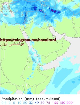 الگوی مجموع بارش ۳ روز آینده