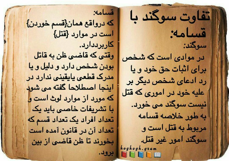 تفاوت قسامه با سوگند در دادگاه …. 🔴 وکیل خود باشیم.. _______________لینک کانال