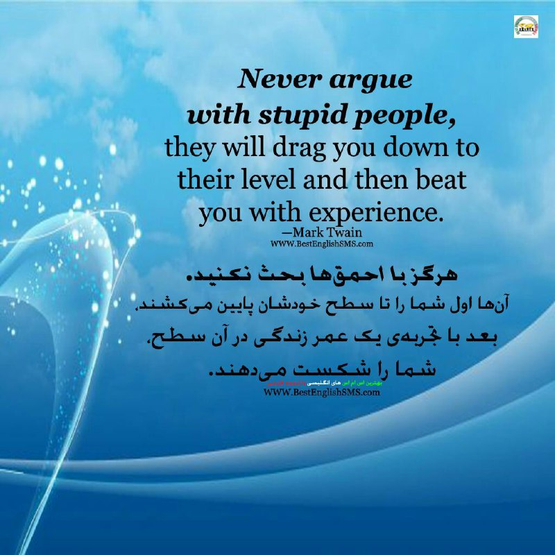 هرگز با احمق‌ها بحث نکنید. - مارک تواین