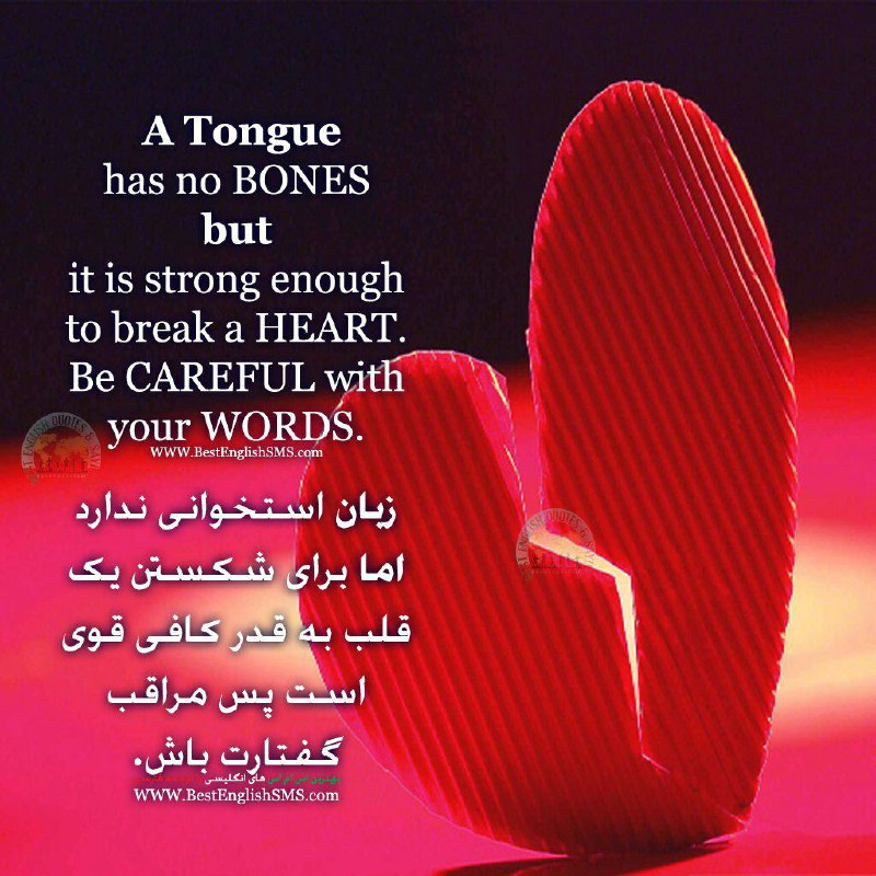 زبان استخوانی ندارد اما برای شکستن یک قلب به قدر کافی قوی است پس مراقب گفتارت باش …
