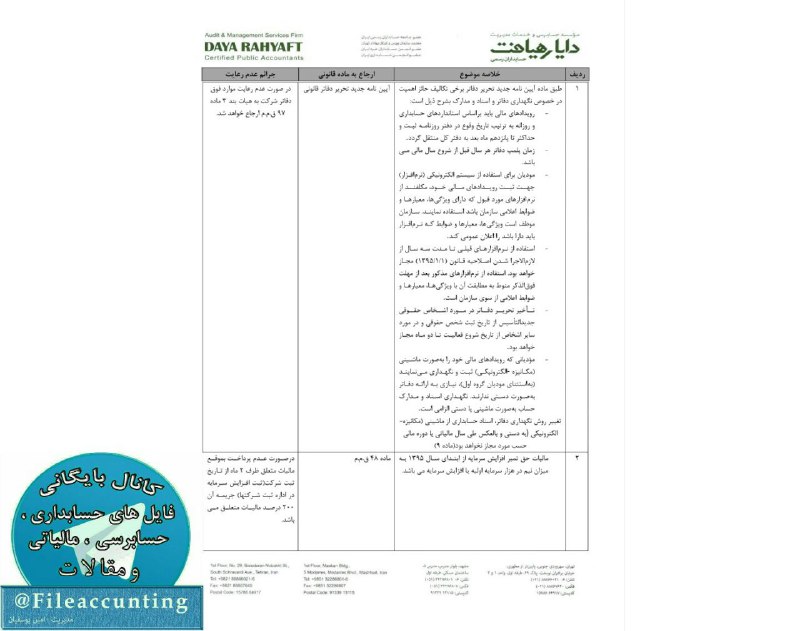 📘 خلاصه قوانین مهم مالیاتی. ✳️ برای دانلود سایر فایل‌های مالیاتی اینجا کلیک کنید👇