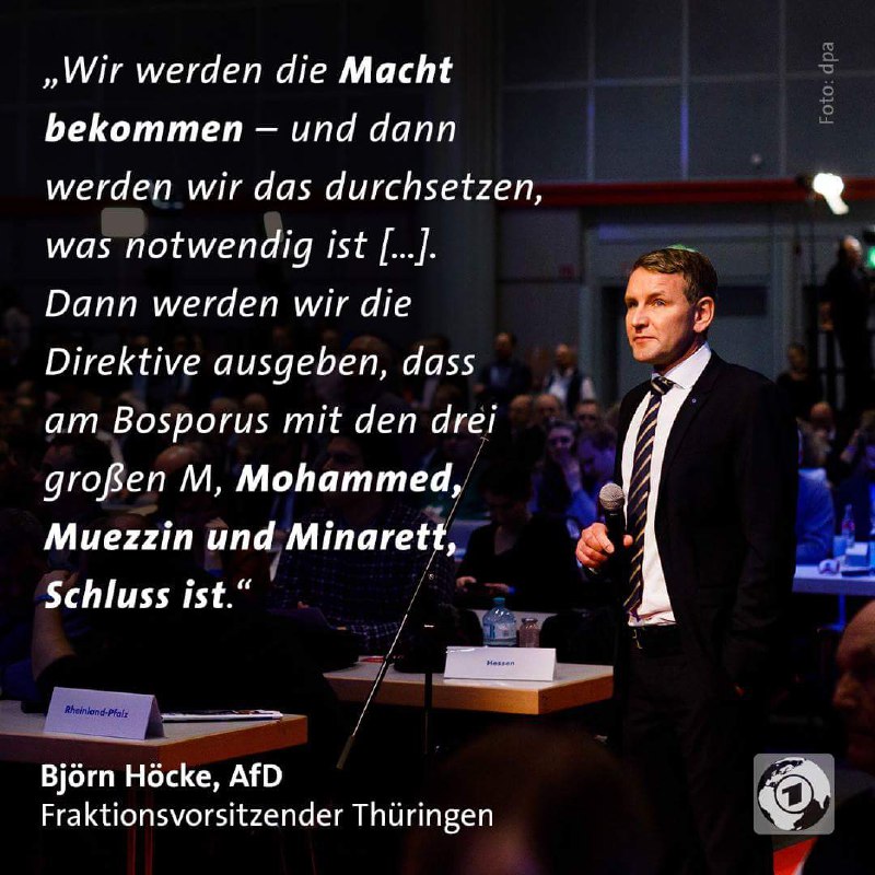 🗞 اظهارات جدید جنجالی اعضای حزب AfD درباره اسلام …یورن هوکر Björn Höcker یکی از اعضای اصلی حزب راستگرای آلترناتیو برای آلمان روز ی