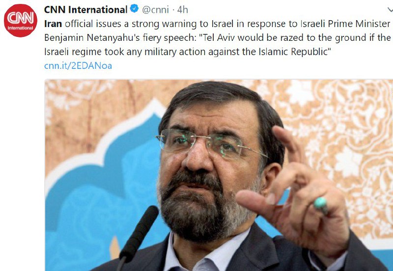 شبکه خبری CNN: هشدار شدید مقام ایرانی به اسرائیل در واکنش به اظهارات نتانیاهو: تل آویو را با خاک یکسان میکنیم