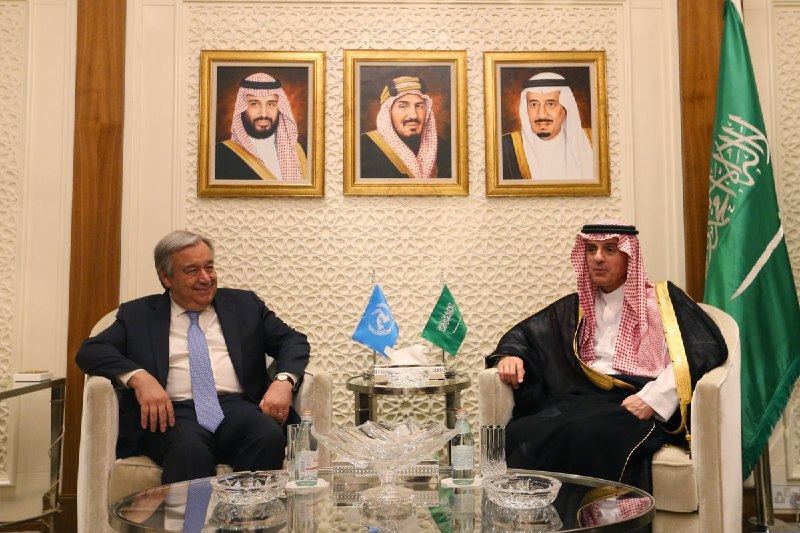 وزارت خارجه عربستان: الجبیر وزیر خارجه روز سه شنبه در دیدار با گوترش دبیر کل سازمان ملل درباره موضوعاتی از جمله «مداخله ایران در ک