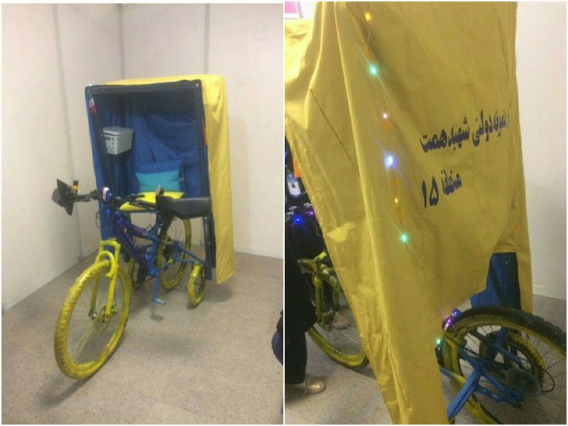دوچرخه مخصوص بانوان ساخت دختران دانش آموز نخبه دبیرستانی در جشنواره بین‌المللی ابن‌سینا که در تهران در حال برگزاری است