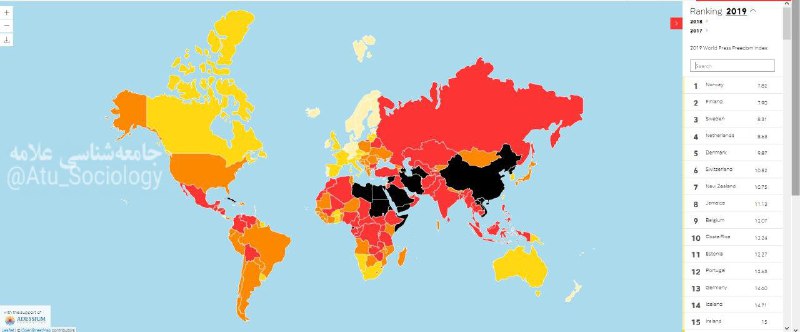 🔻 سازمان گزارش‌گران بدون مرز (RSF) در تازه‌ترین گزارش خود درباره وضعیت آزادی رسانه‌ها در جهان، ایران را در میان ۱۸۰ کشور در رده ۱۷