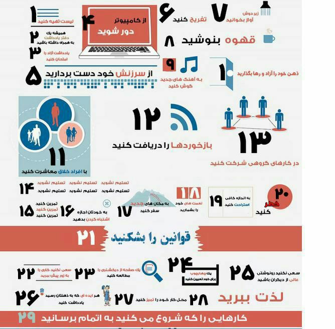 ۲۹ روش برای خلاق ماندن. 💢 💯