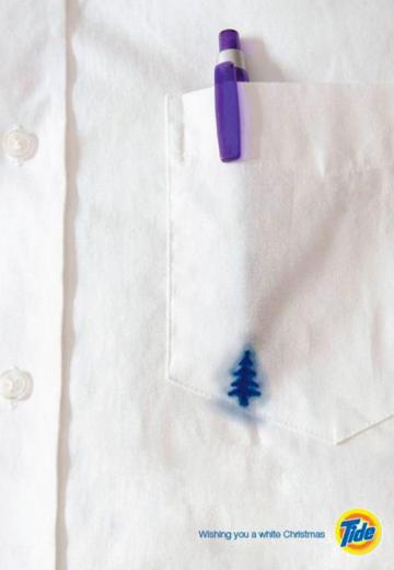 آگهی ساده و خلاقانه پودر لباسشویی تاید به مناسبت کریسمس: