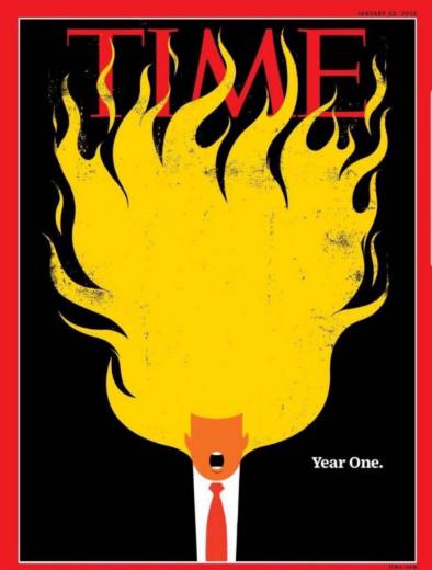 طرح جلد این هفته نشریه تایم به مناسبت اولین سالگرد ریاست جمهوری دونالد ترامپ / ایسنا