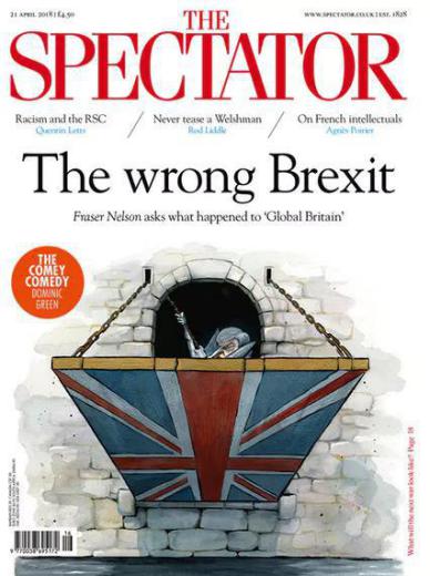 نشریه اسپکتاتور در شماره جدیدش به خروج بریتانیا از اتحادیه اروپا پرداخته و با تیتر «برگزیت نادرست» کاریکاتوری از ترزا می‌در حال جد
