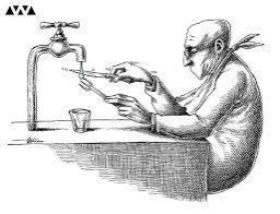 بحران اصلی نه در منابع آب، بلکه در نحوۀ استفادۀ جمعیت ایران از آب است.. کاریکاتور اثر مانا نیستانی