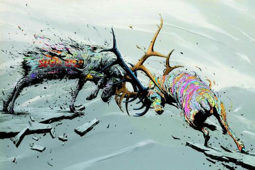 بروسک «Brusk» هنرمند خیابانی با ایده فروپاشی و نابودی طبیعت و حیوانات، دارد نقاشی‌های دیواری غول‌پیکری با این موضوع طراحی می‌کند‌